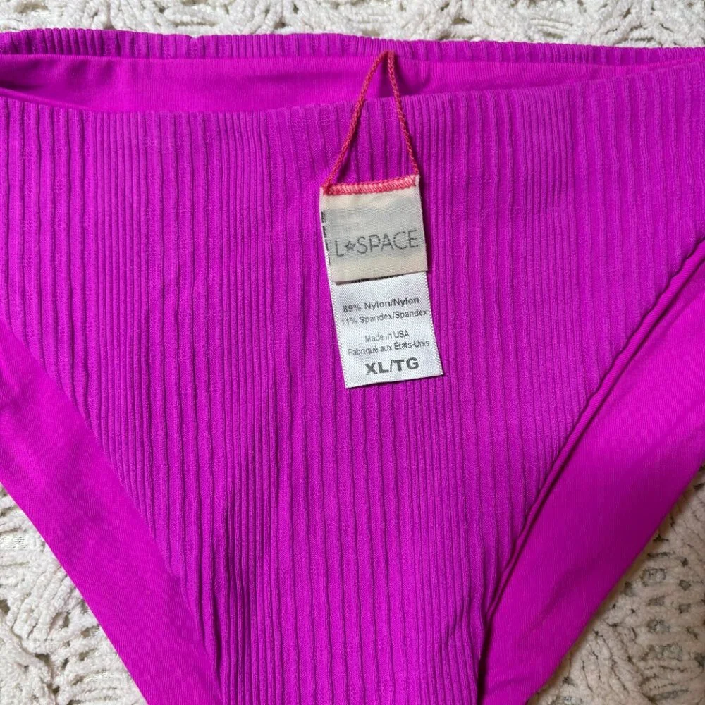 L*Space Ribbed Tie-Side Bikini Bottom Magenta Purple – XL-NWOT w/hygiene sticker